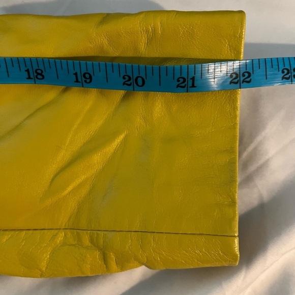 [M]Vintage  PLONGE Yellow Leather Cropped Women Jacket with Eyelet around Waist - Picture 13 of 13